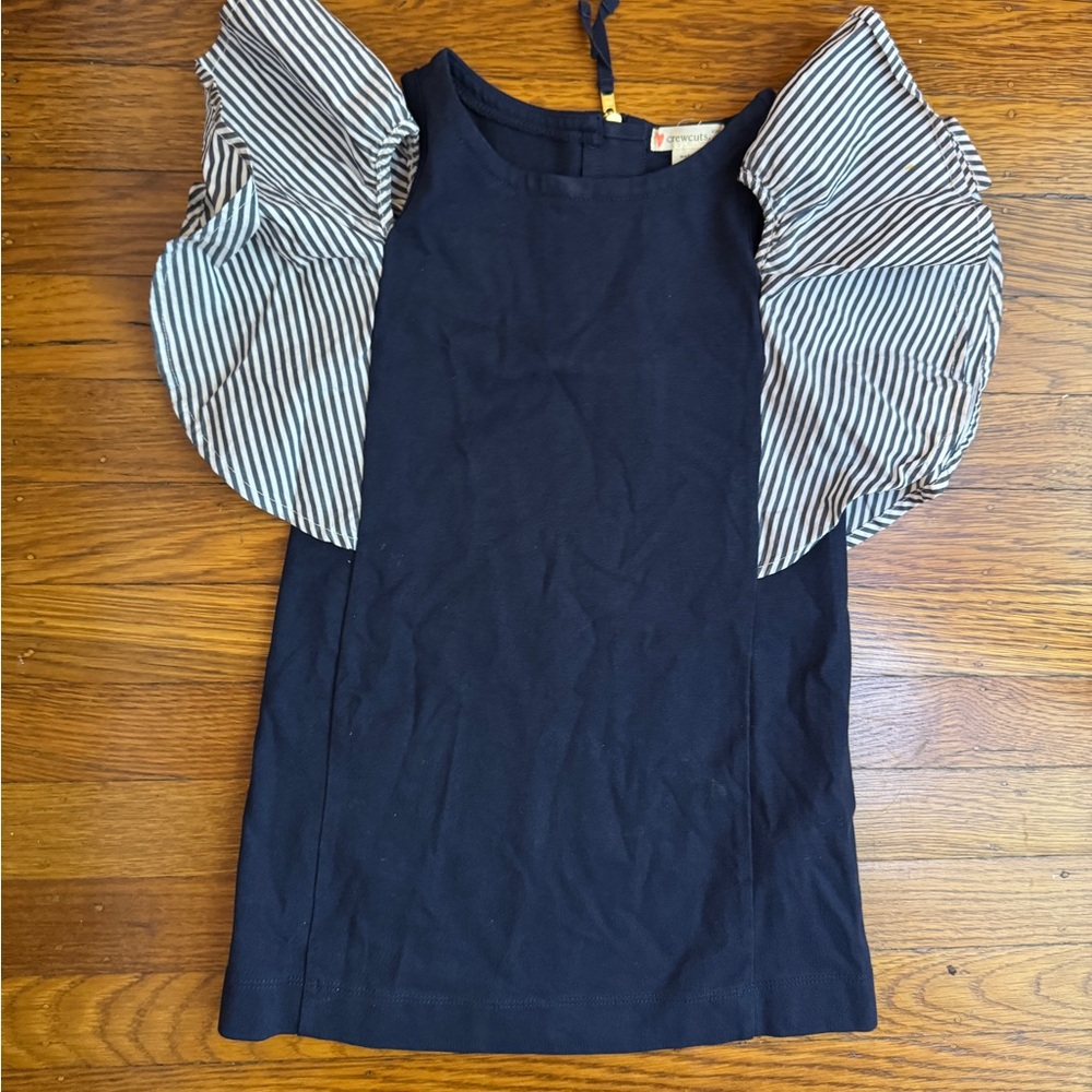 Crew Cuts Navy Blue Striped Sleeve Kids Cold Shoulder Top Size 3